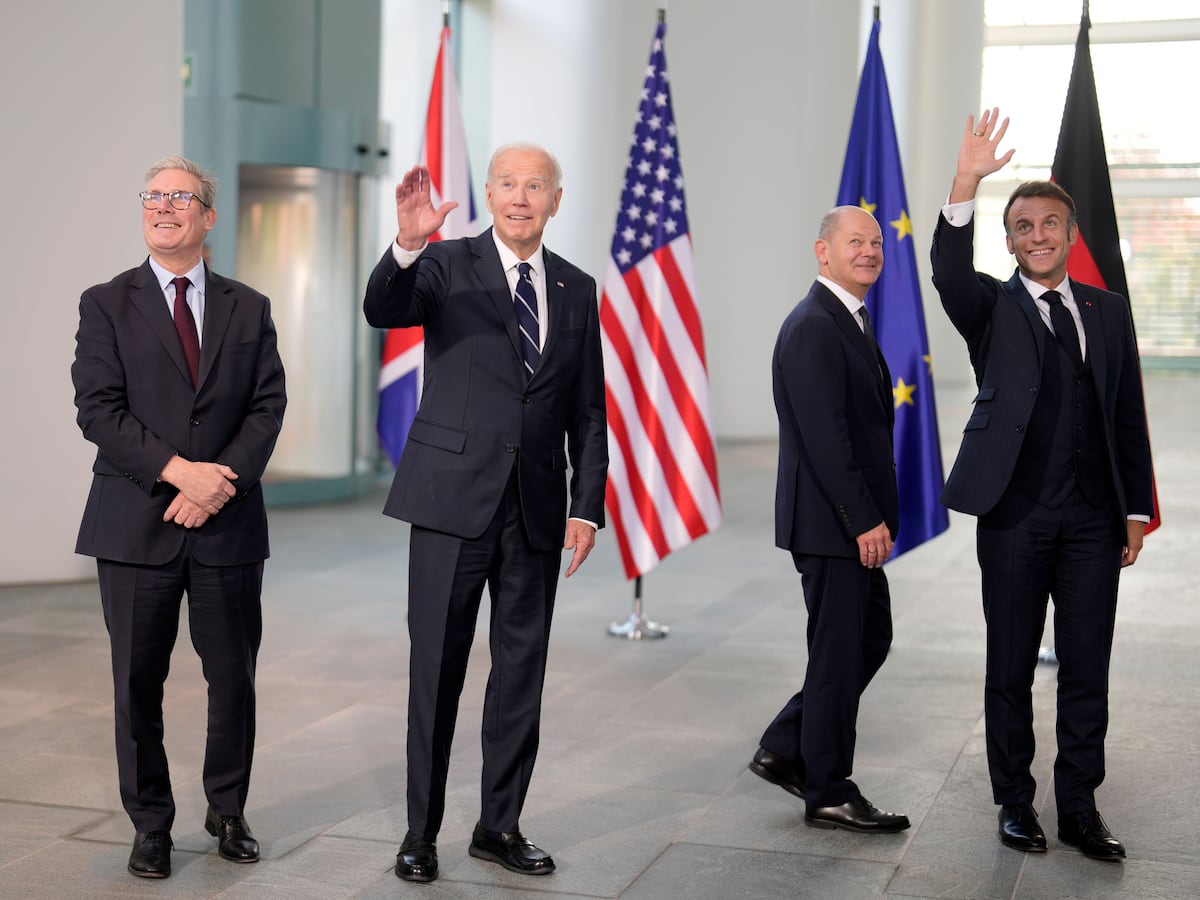 Biden says Western allies must keep aiding Ukraine as he meets European partners