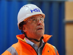 A close-up of HS2 chief executive Mark Wild in a hard hat