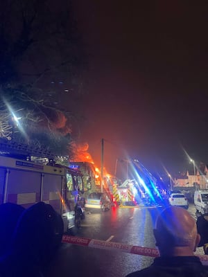 Firefighters can be seen battling the fire. Credit: Brooke Shields