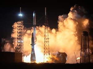 Blue Origin’s New Glenn rocket lifting off from Launch Complex 36 at the Cape Canaveral Space Force Station