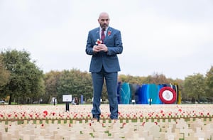 Veteran John Webb laying a tribute at the Field of Remembrance 