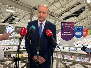 Micheal Martin speaking to the media at the BT Young Scientist Competition in Dublin