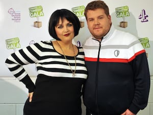 Ruth Jones and James Corden dressed as Nessa and Smithy