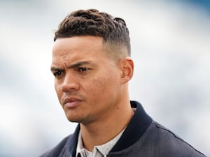 Jermaine Jenas working for BT Sport during the Premier League match at Elland Road, Leeds.