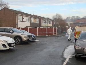 The police cordon in Dudley