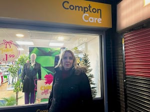 Antonia Bance MP outside of Compton Care in Coseley. 