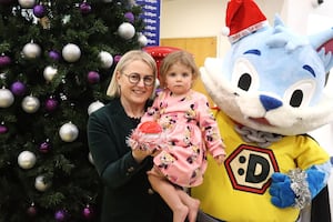 Chief nurse, Martina Morris, patient Imayna-Jayne and charity mascot, Aati