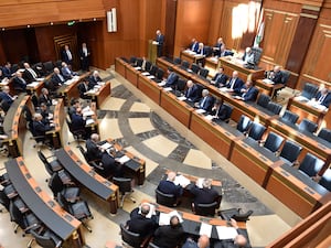 Lebanese politicians attending a parliament session in Beirut