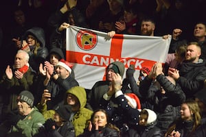 586 Saddlers fans braved the conditions in Harrogate.