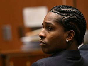 ASAP Rocky listens to closing arguments during his trial in Los Angeles