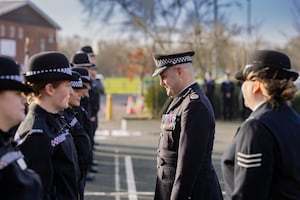 Chief Constable Craig Guildford meets officers