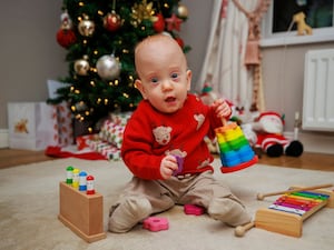 14-month-old Iarla Ace at his familys’ home in Castlecaulfield near Dungannon, Co Tyrone (Liam McBurney/PA)