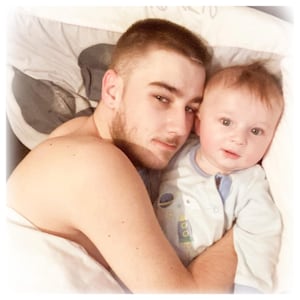 Callum with son, Alfie, when he was a baby