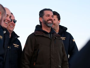 Donald Trump Jr, centre, in Nuuk, Greenland