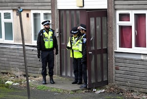 The scene of a murder at flats off Swancote Road, Dudley