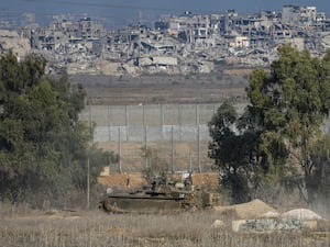 Israeli tank next to Gaza border