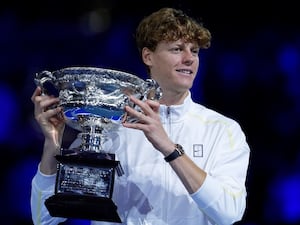 Jannik Sinner celebrates winning the Australian Open men's singles title after beating Alexander Zverev