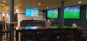 It's big and open and you can't miss the sport on the big screens