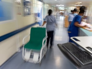 General view of staff on a NHS hospital ward