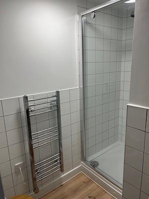 The shower area.