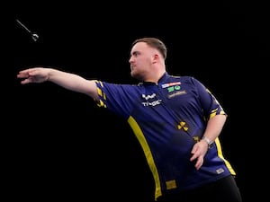 Luke Littler during his first round match against Andy Baetens during day two of the 2025 Winmau World Masters at the Marshall Arena, Milton Keynes