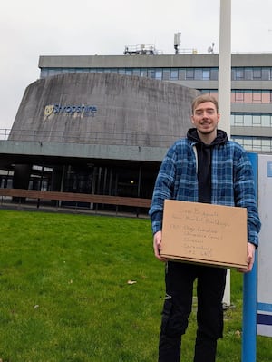 Huw handing in his paper signatories on Monday