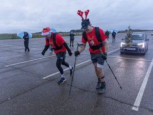 Ed Jackson and Ross Stirling pulling along Kia Picanto