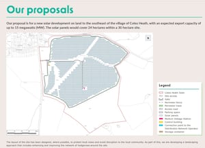 One Of The Consultation Boards Showing The Size And Layout Of The Proposed Solar Farm At Cotes Heath. Image Courtesy Of Ampyr Solar Europe