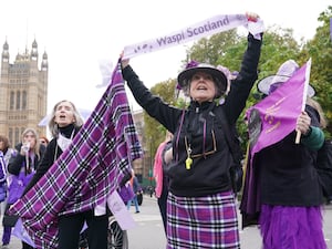 Waspi campaigners staging a protest outside the Houses of Parliament in October