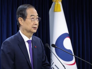 South Korean acting leader Han Duck-soo (Choi Jae-koo/Yonhap via AP)