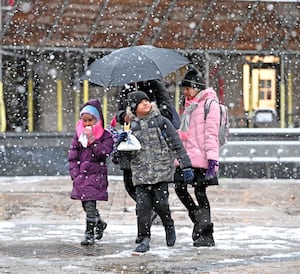 Wolverhampton city centre in the snow.