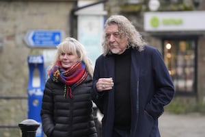 Robert Plant arrives at the funeral of DJ Johnnie Walker at St Peter's Church in Shaftesbury, Dorset.                                                                                                                                                                                 