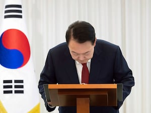 President Office via the YoSouth Korean President Yoon Suk Yeol bows