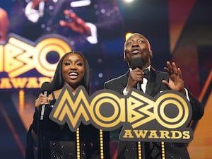 Indiyah Polack and Eddie Kadi hosting the Mobo Awards