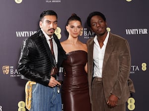 Nabhaan Rizwan, Marisa Abela, and David Jonsson at an awards party