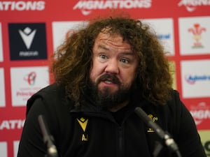 Wales scrum coach Adam Jones during a press conference