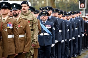 Remembrance service in Dudley town centre.