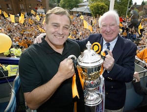 Hayward on the open top bus tour as Wolves celebrated promotion to the Premier League