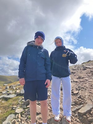 Laurence Washbourne, left, and Elizabeth Washbourne, right, in training for Peruvian Trek