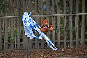 A teddy bear left at the scene of the crash in Smethwick