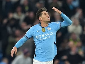 John Stones celebrates after scoring a goal