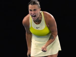 Aryna Sabalenka roars during her victory over Anastasia Pavlyuchenkova