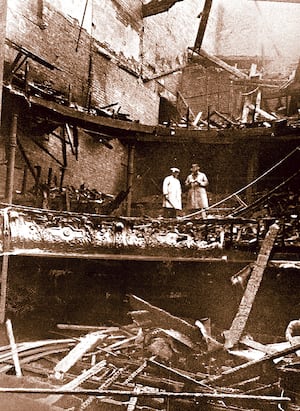 The remains of the Dudley Opera House after the fire