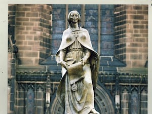 The Lady Wulfruna sculpture at St Peter's Church pays tribute to the founder of the city