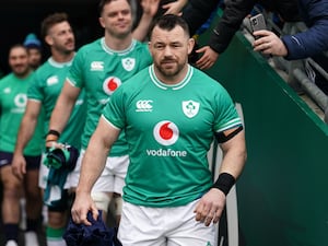 Cian Healy leads out the Ireland team