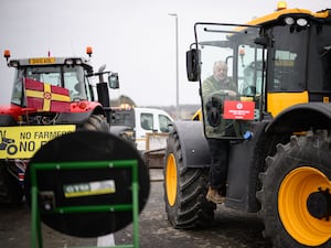 Farmers stage a demonstration during Prime Minister Sir Keir Starmer's visit to a housing development in Buckinghamshir