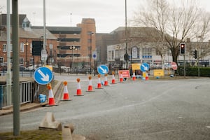 The entrance to Darlington Street has been closed off at the Chapel Ash roundabout