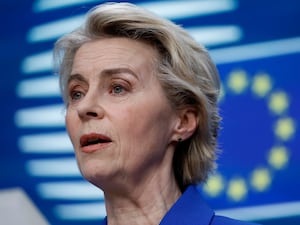 European Commission president Ursula von der Leyen addresses a media conference at the end of an EU summit in Brussels in December