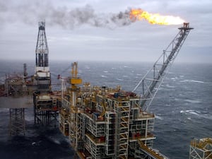 An oil rig at sea