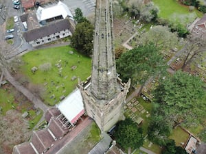 Church steeple seen from above